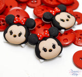Adorable Minnie Mouse with a red bow adds to nursery decor and baby shower crafts