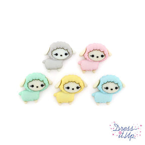 Five pastel-colored loop buttons for crafting hobbies