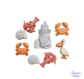 Lobsters, crabs, a pelican, shells and a lighthouse are perfect for adding to ocean themed projects