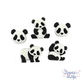 Five panda bear craft loop back buttons for boy and girl crafts