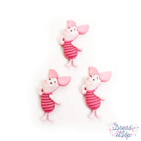 three piece set of shank buttons of pigglet from disney winnie the pooh
