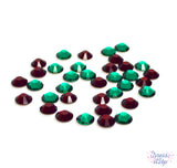 Sparkling crystal stones in red and green, flat-back embellishments