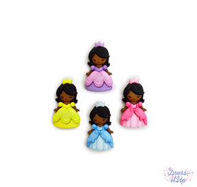 Four adorable Princesses are dressed and ready to add to children's projects