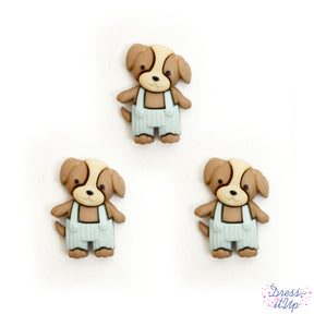 Puppies in baby blue overalls add to children and nursery crafts
