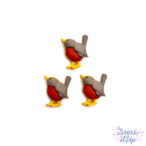 six shank back buttons in the style of a robin bird for sewing and spring diy projects 