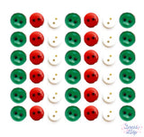 Round 2-hole sew-thru buttons in classic Christmas colors for sewing and crafting