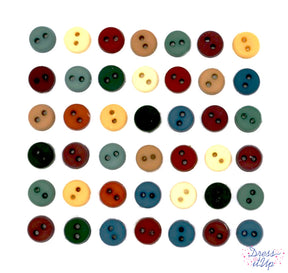 Round 2-hole sew-thru buttons in a country palette adds to sewing and crafting projects