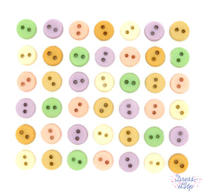 Round 2-hole sew-thru buttons in a light Victorian palette for sewing and crafting