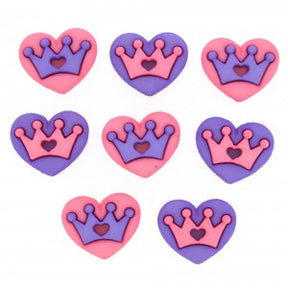 Pink and purple hearts with crowns for princess projects