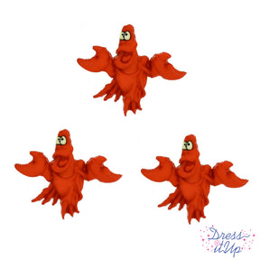 Three piece sebastian little mermaid character loop back button for crafting