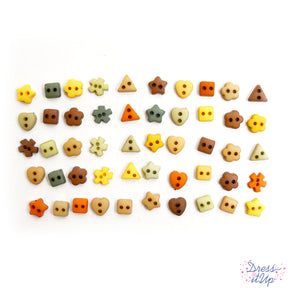 Tiny shapes 2-hole sew-thru buttons in fall colors