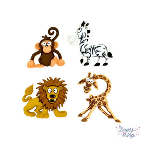 Four zoo-themed embellishments for boy and girl crafts