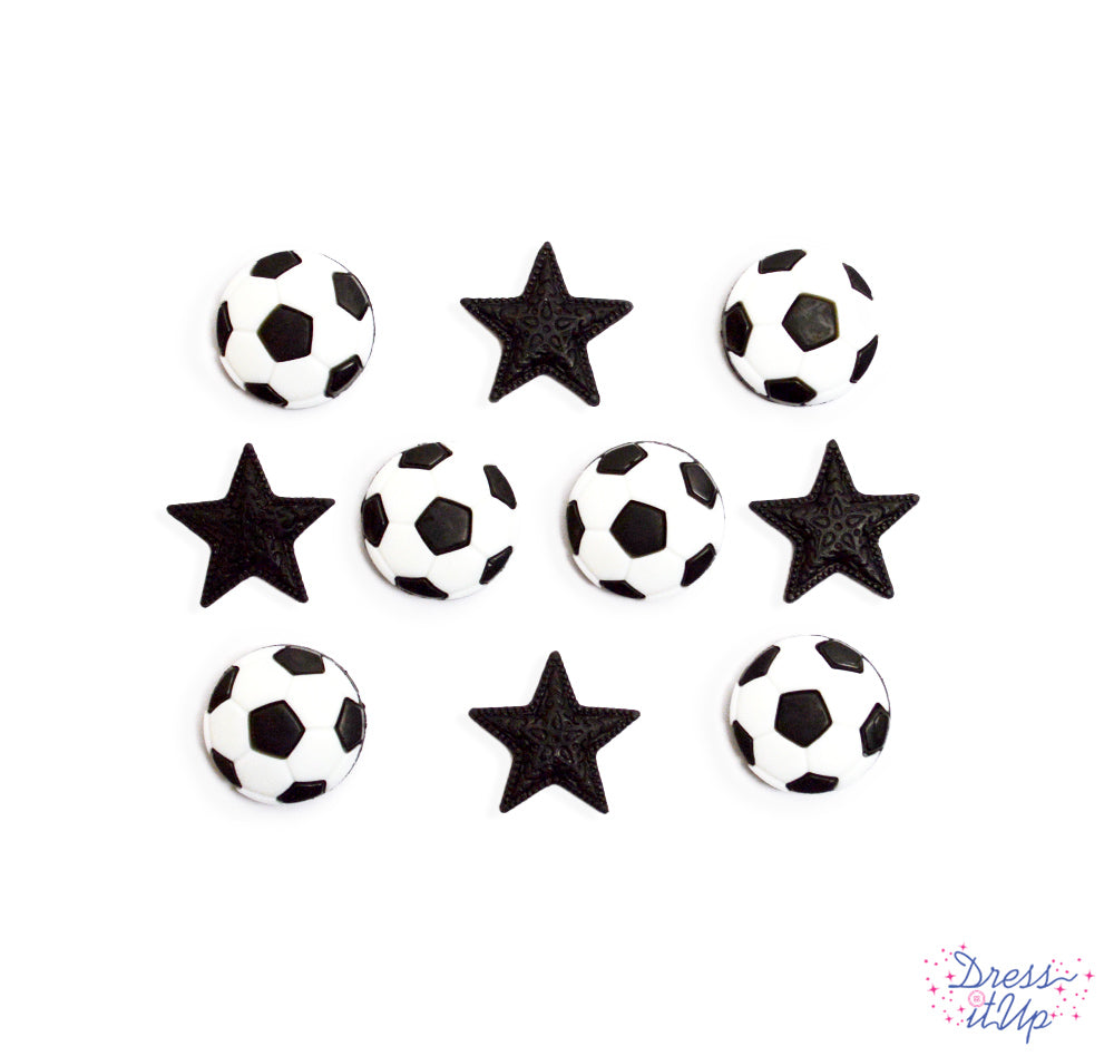 Soccer balls and embellished stars add to sports themed crafting