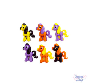 Cute ponies in Halloween colors are great for holiday and animal themed crafts