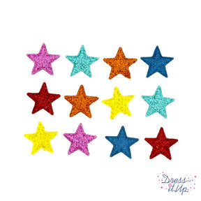 Bright glitter star buttons with loop for embellishing diy crafts