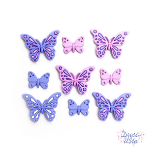 nice pink and purple butterfly shank back buttons for spring and girl crafting hobbies