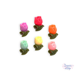 six resin pastel tulips for crafting on paper or wood crafts perfect for spring