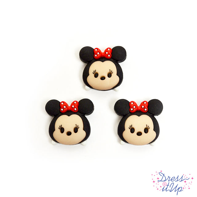 three piece set of tsum tsum disney minnie mouse buttons for crafts