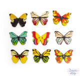 Butterfly shaped 2-hole buttons in various fun colors perfect for spring and summer sewing and crafting